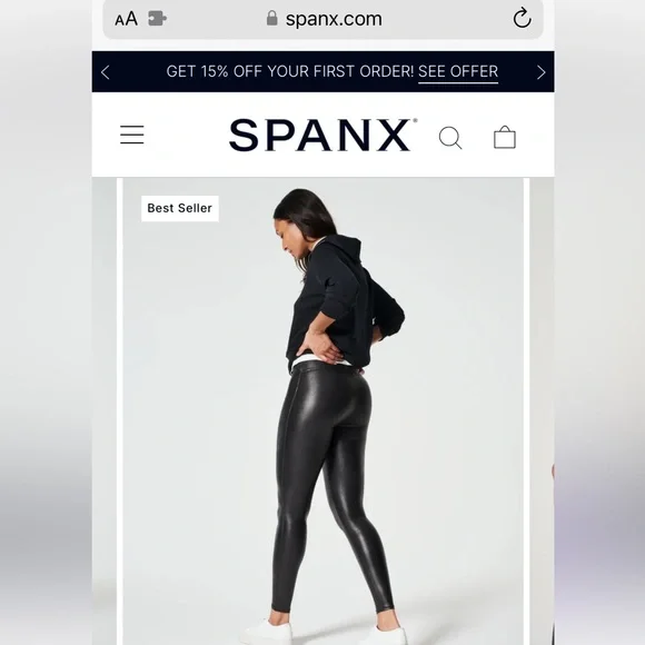 Spanx faux leather leggings size small petite - Picture 1 of 6